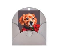 Elegante set di biglietti per appunti vuoti stampati con cane simile a un gentiluomo, con carta perlata, include buste e abbinamento, grigio