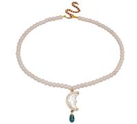 Elegante set di collana e orecchini con perle bianche, stile vintage, per un look alla moda per vari abiti, comodi orecchini, One Size, come descritto, come descritto