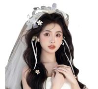 Elegante set di fermagli per capelli con fiocco con velo e forcina, accessori per lo styling per una moda senza sforzo in ogni occasione