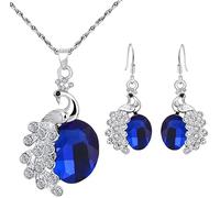 Elegante Set di Gioielli per Donna Tear Clear Cubic Zirconia Orecchini di Cristallo Collana Set di Gioielli da Sposa per Le Donne (Royal Blue)
