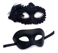 Elegante set di maschere in maschera per feste di Halloween, balli in costume, costumi abbinati con bordo in pizzo per coppie, donne, uomini, traspirante e confortevole