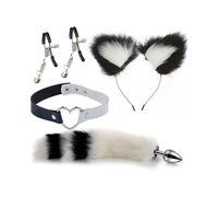 ̣ σ Elegante Set Di Quattro Pezzi In Nylon Da Cosplay Di Volpe E Gatto Nero E Grigio! Un Regalo Originale Per Uomini E Donne