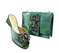 Elegante set di scarpe con tacco e borsa da donna, design italiano, look coordinato per feste e matrimoni, EN8, 44 EU