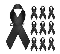 Elegante set di spille a nastro nero con design a nodo d'amore per la consapevolezza della beneficenza ed eventi in poliestere