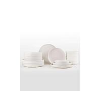 Elegante set di stoviglie da 18 pezzi, 100% porcellana, bianco, adatto al microonde e alla lavastoviglie, perfetto per ogni occasione