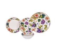 Elegante set di stoviglie da 24 pezzi, 100% ceramica, include piatti da portata, ciotole e piatti da dessert, lavabile in lavastoviglie e adatto al microonde
