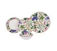 Elegante set di stoviglie da 24 pezzi, 100% ceramica, include piatti da portata, ciotole e piatti da dessert, lavabile in lavastoviglie e adatto al microonde