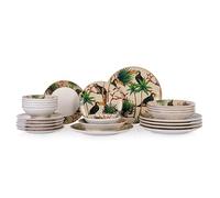 Elegante set di stoviglie da 24 pezzi, 100% ceramica, include piatti da portata, ciotole e piatti da dessert, lavabile in lavastoviglie e adatto al microonde