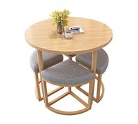 Elegante set di tavoli da pranzo rotondi con 4 sgabelli imbottiti,design compatto e salvaspazio, perfetto for il bar della colazione in cucina,la reception dell'ufficio,il caffè(Light Gray)