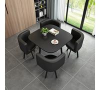 Elegante set di tavolo da pranzo rotondo in marmo per 4 persone con sedie, perfetto per la reception dell'ufficio o la decorazione del soggiorno, elegante mobile per sala da pranzo
