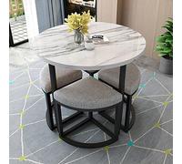 Elegante set di tavolo e sedie da ricevimento, resistente piano in finto marmo, perfetto per riunioni in ufficio e club