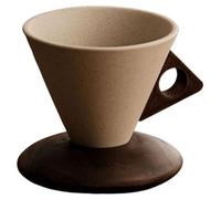 Elegante Set Di Tazze A Cono, Elegante Tazza Da Caffè Conica Con Manico In Legno E Piattino Base Tazza Da Caffè In Ceramica Conica Vintage For L'home Office(Style 1,250ml)