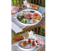 Elegante set di vassoi bianchi (2 pezzi), 37 x 37 x 2 cm e 51 x 51 x 3 cm, 100% metallo, elegante e funzionale per la decorazione della casa e gli ospiti