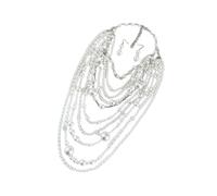 Elegante set multistrato di perle collana e orecchini per donne alla moda che amano gli stili unici gioielli collana di perle set, Misura unica, come descritto, come descritto