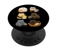 Elegante set per sushi a forma di gatto persiano in stile kawaii PopSockets PopGrip Adesivo