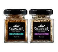 Elegante set regalo con 2 x 35 g di sale balsamico e lavanda, Fleur de Sel miscela di sale è l'idea regalo perfetta (Se 3: balsamico, lavandel)