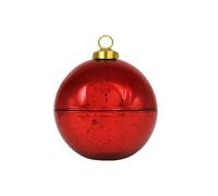 Elegante sfera di vetro, contenitore per dolci, contenitore in vetro, contenitore per alberi, contenitore decorativo, contenitore in vetro con corona dorata in vetro rosso, lunghezza 11 x 11 x 13 cm