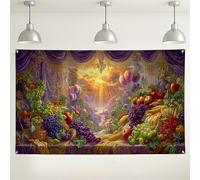 Elegante sfondo da giardino con frutta, lussuoso sfondo fotografico artistico floreale, decorazione vintage a tema per feste, perfetto per feste estive, 180 x 109 cm