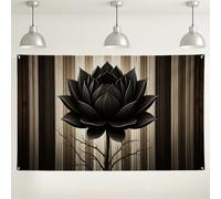 Elegante sfondo floreale con ninfee nere, decorazione rustica a righe per fotografia, sfondo per eventi interni ed esterni, per feste, decorazione stagionale, 180 x 109 cm