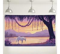 Elegante sfondo floreale da parete con cavallo, scena artistica della natura, sfondo fotografico, decorazione estetica vintage per matrimoni, celebrazioni primaverili, 180 x 109 cm