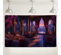 Elegante sfondo per sala da pranzo a palazzo, decorazioni stravaganti vintage per eventi romantici, sfondo fotografico reale per interni per matrimoni e feste, 180 x 109 cm