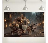 Elegante sfondo vintage a forma di carrozza, decorazioni per feste disegnate a cavallo, magico sfondo fotografico per interni ed esterni, per matrimoni e celebrazioni, 180 x 109 cm