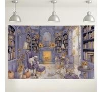 Elegante sfondo vintage per biblioteca, accogliente scena autunnale per la casa, perfetto per eventi fotografici, Ringraziamento e celebrazioni autunnali, 180 x 109 cm