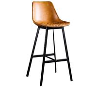 Elegante sgabello da bar in metallo con schienale e poggiapiedi, imbottito in pelle PU, altezza 65 cm, design scozzese marrone, per cucina a isola, set da 1