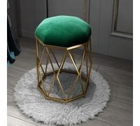 Elegante sgabello da trucco con gambe in metallo dorato | Poggiapiedi imbottito imbottito per vanità, soggiorno e toletta | Elegante sedia da trucco per routine di bellezza