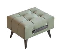 Elegante sgabello rettangolare imbottito e poggiapiedi in ecopelle verde per soggiorno e ingresso, elegante decorazione per la casa