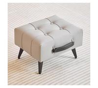 Elegante sgabello rettangolare in ecopelle grigia, con seduta imbottita, poggiapiedi versatile per soggiorno, ingresso, camera da letto, arredamento elegante