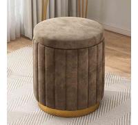 Elegante sgabello rotondo in velluto ottomano con contenitore in morbida spugna, elegante e alla moda, arredamento per camera da letto, soggiorno, ingresso e ufficio (B)