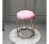 Elegante sgabello rotondo in velluto rosa con gambe in metallo e cuscinetto antiscivolo, elegante sedia da trucco per camera da letto, soggiorno, camerino, salone di bellezza, decorazione per la casa