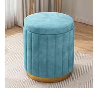 Elegante sgabello rotondo in velluto - versatile poggiapiedi in pelle e contenitore per camera da letto, soggiorno, ufficio, sedia da toeletta creativa e alla moda per ingresso