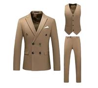 Elegante smoking da uomo, a tre pezzi, doppiopetto, risvolto, giacca, gilet, pantaloni, set per festa di nozze, 1, L