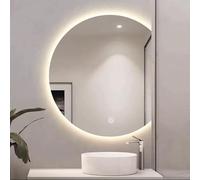 Elegante Specchio da Bagno semicircolare, Specchio Illuminato a Parete, Specchio da Bagno a LED, 3 Colori di luminosità Regolabile all'infinito, 3 metodi di Fissaggio