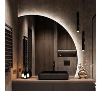 Elegante Specchio Semicircolare Retroilluminato A LED 50 60 70 80cm Touch Switch Specchio Trucco per Bagno & Vanity Decorazione Elegante e Funzionale
