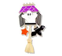 Elegante Spettro A Tema Di Halloween Distintivo Moda Distintivo Di Halloween Spettro Scopa Zucca Spilla Pin Per La Gioventù Accessori Divertente Spilla, Misura unica, come descritto