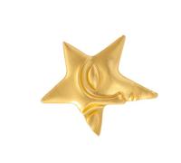 Elegante spilla a cinque punte a forma di stella da donna placcata in oro con design viso spilla per abbigliamento casual e formale spille per Halloween