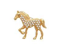 Elegante spilla a forma di cavallo con strass, spilla con strass e cristalli, gioiello decorativo per vestiti maschili e femminili, 4.1*4cm, Plastica, come descrizione
