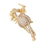 Elegante spilla a forma di cavallo con zircone con finitura placcata in oro, per gioielli zodiacali e abbigliamento formale, elegante spilla da bavero a forma di cavallo, Misura unica, come descritto