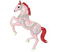 Elegante spilla a forma di cavallo in lega con superfici smaltate e accento di cristallo strass scintillanti accessori spilla elegante smaltata a forma di animale, One Size, come descritto