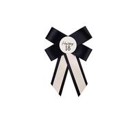 Elegante spilla a forma di coccarda per il 18° compleanno, color crema e nero, elegante ricordo per festeggiare compleanni, taglia unica, satinato, One Size, Raso
