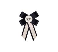 Elegante spilla a forma di coccarda per il 50° compleanno, color crema e nero, elegante ricordo per festeggiare compleanni traguardi, taglia unica, in plastica, One Size, Plastica