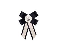 Elegante spilla a forma di coccarda per il 60° compleanno, color crema e nero, elegante ricordo per celebrare compleanni traguardi, taglia unica, in plastica, One Size, Plastica