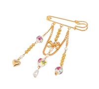 Elegante spilla a forma di cuore con frangia mobile e perline in ceramica, accessorio professionale da indossare tutti i giorni per abiti, abbellimento di perle, gioiello versatile per donne