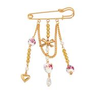 Elegante spilla a forma di cuore con frangia mobile e perline in ceramica, accessorio professionale da indossare tutti i giorni per abiti versatili ed eleganti