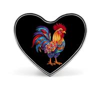 Elegante spilla a forma di cuore con gallo, spilla divertente, spilla con bottone, distintivo, cappello, accessori per vestiti, per uomo e donna