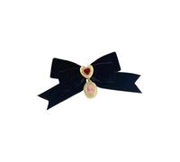 Elegante spilla a forma di cuore con strass e fiocco, in velluto francese, accessori per abbigliamento per feste e fotografia a tema, fiocchi unici a forma di cuore, Misura unica, come descritto