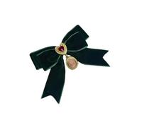 Elegante spilla a forma di cuore e fiocco con strass, in velluto francese, accessori per abbigliamento per feste e fotografie a tema, velluto, fiocco a forma di cuore, Misura unica, come descritto